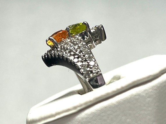 14k White Gold Double Stone Engagement Citrine an… - image 4