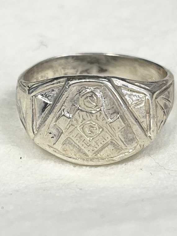 Mens H VS Diamond Masonic Freemason Ring 14K YG 12.5GM Size 11 1/2
