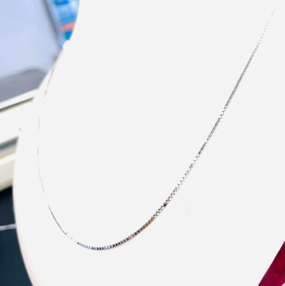 1mm 14k White Gold 20" Box Style Chain - image 3