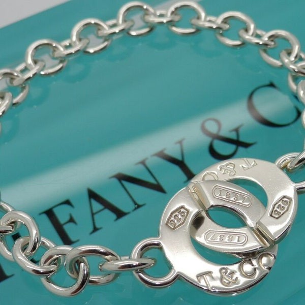 Sterling Silver Tiffany & Co 1837 Circle Clasp Toggle Bracelet