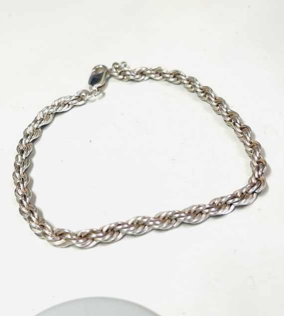 Sterling Silver 3mm Rope Chain Bracelet - image 2