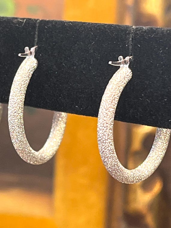 Sterling Silver Stardust Round Hoop Earrings