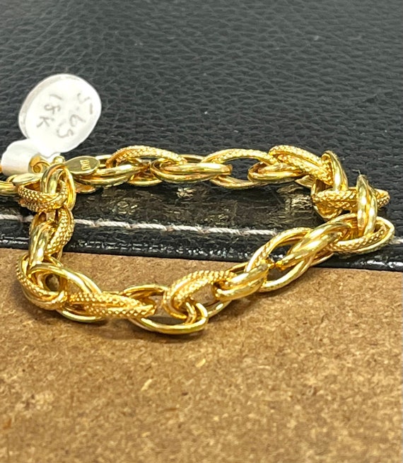 18k Yellow Gold Polished and Textured Double Link… - image 1