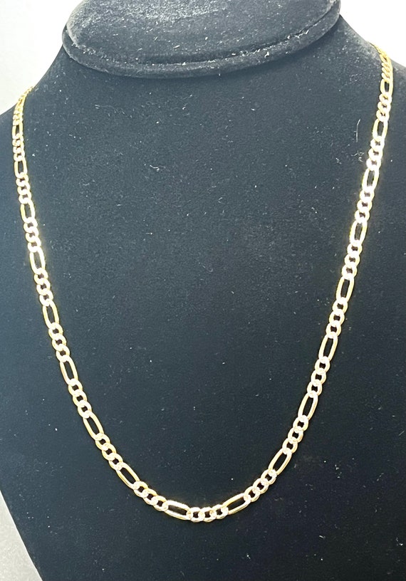 10K Gold Figaro Chain Pave Two-tone, 10kt Gold Cha