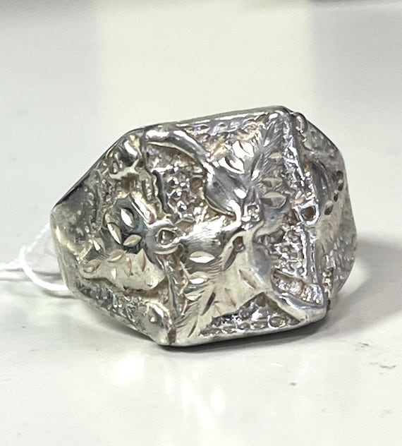 Sterling Silver Vintage Large Leaf Ring