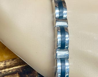 Vintage Men's Stainless-Steel Two-Tone Link Bracelet(1234)