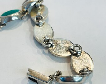 Vintage Sterling Silver Mexico Multi Colored Stone in Lay Link