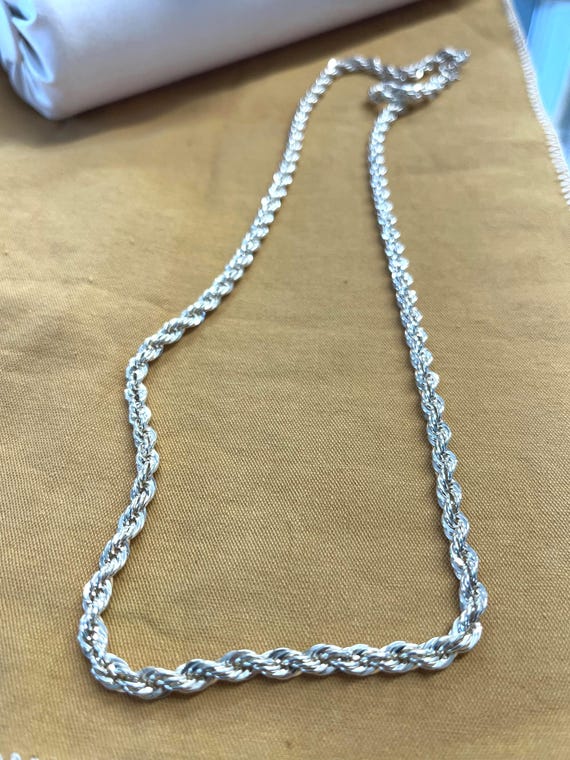 Solid Sterling Silver 24' Rope Chain Necklace - image 10