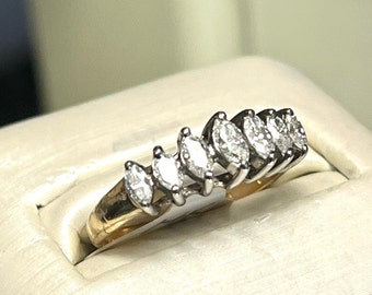 14k 0.75tcwYellow Gold Multi Diamond Pyramid Marquise Ladies Anniversary Ring(14159)
