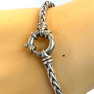 14.4Gram 7 &quot; Sterling Silver Foxtail Braid Large Spring Clasp Bracelet(SB027)