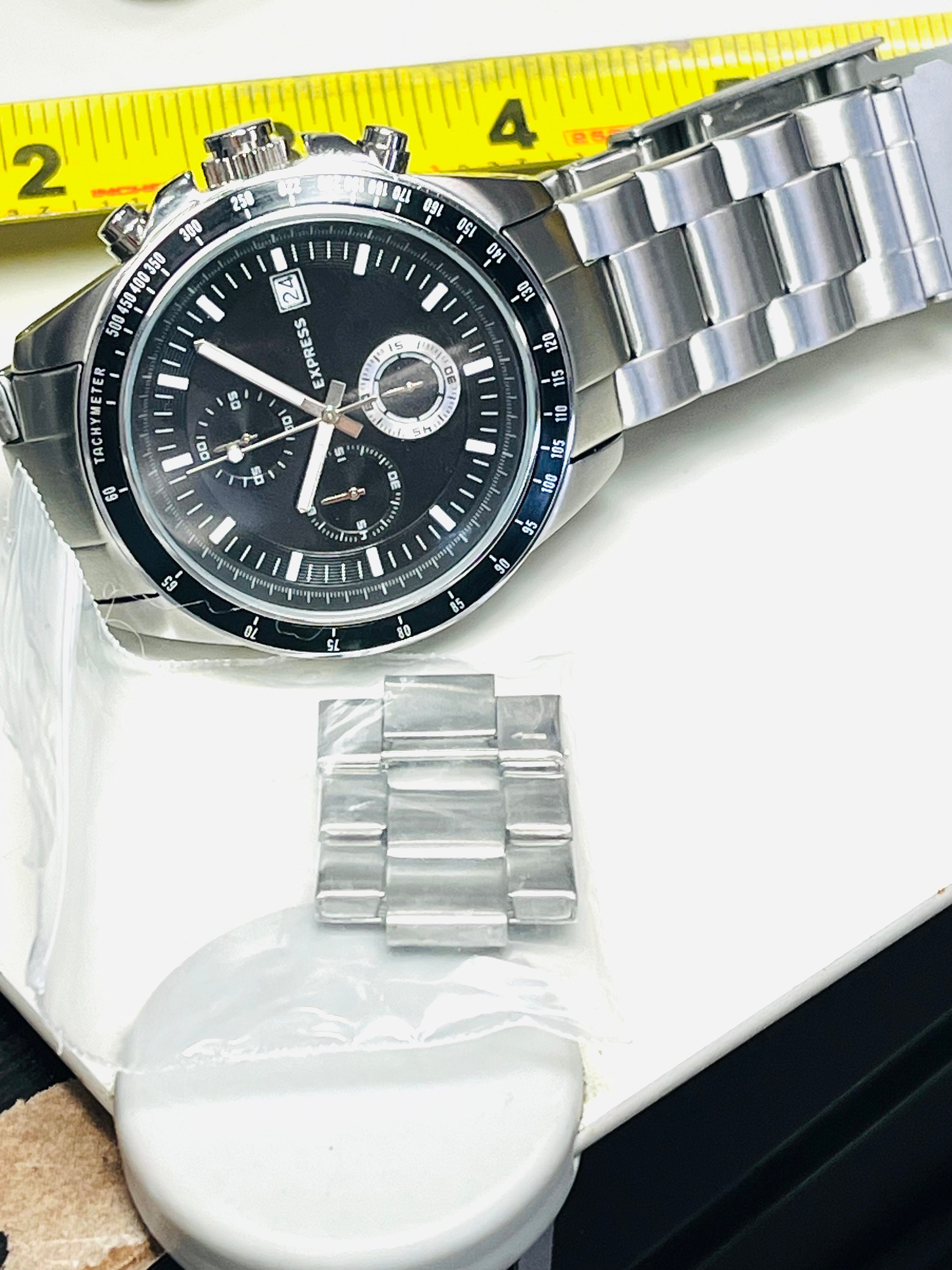 Stainless Steel Express Men s Chronograph Analog Black Dial Watch Etsy