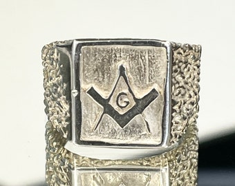 Masonic Signet Rings, Sterling Silver Masonic Ring, Freemason Ring For Men, Freemasonry, Silver Signet Ring,