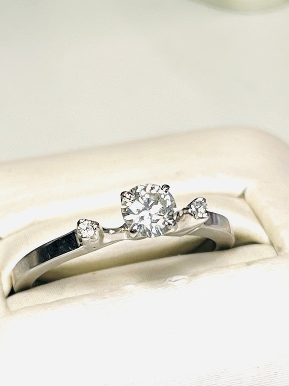 14k White Gold Solitaire High Setting Diamond Ring