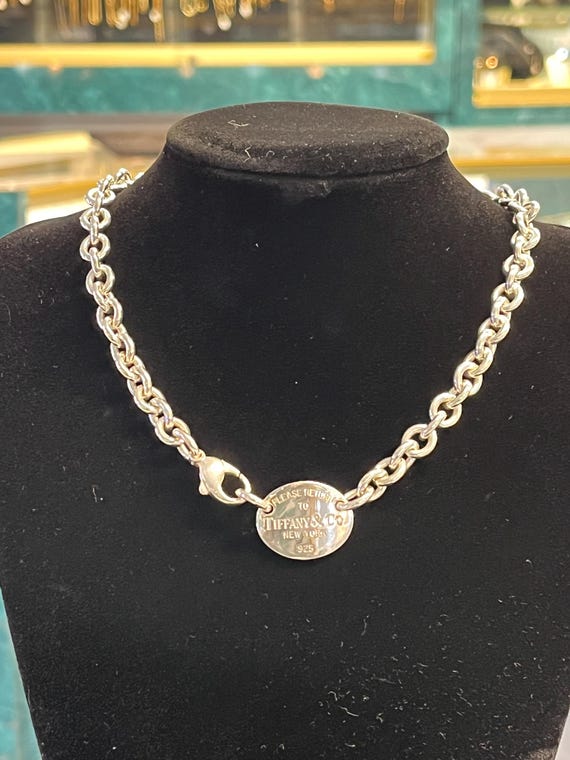 Vintage Tiffany & Co Return to Tiffany Oval Tag Choker - Etsy