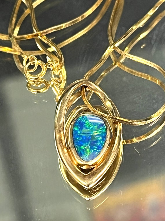 14k Yellow Gold Pendant with Stunning Multicolor … - image 5