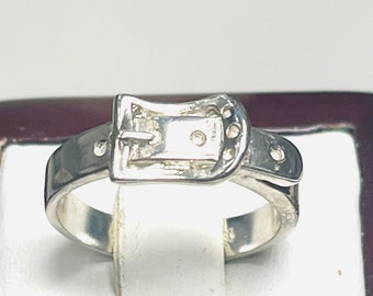 Sterling Silver Vintage Solid Belt Buckle Frame Style Solid Ring