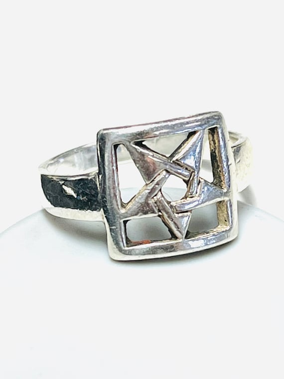 Sterling Silver Five Star Pentagram Ring