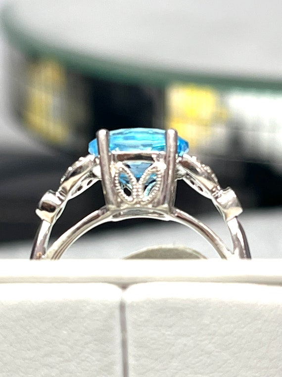 14k White Gold Ladies Aquamarine Diamond Accent C… - image 7