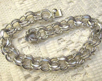 7 1/2" Sterling Silver 7mm Charm Link Bracelet
