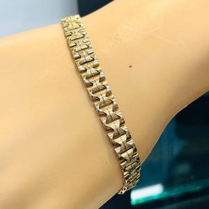 14k Solid 11mm Wide Yellow Gold Heavy Solid Textured Bracelet