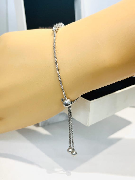 Pandora 925 Silver Diamond Bolo Slider Bracelet UK