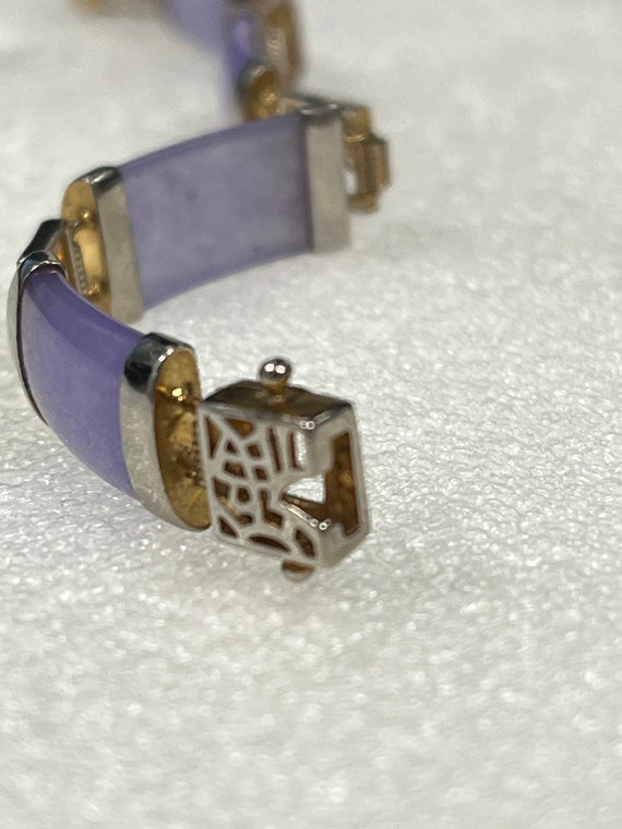 Sterling Silver Purple Jade Link Bracelet - image 6