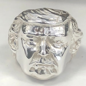 Sterling Silver President Trump 999 Fine Silver Made In USA Face Ring