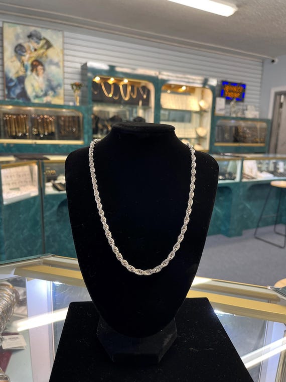 Solid Sterling Silver 24' Rope Chain Necklace - image 2