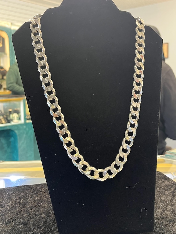 Solid 26' Large 925 Silver Cuban Link Necklace - image 15