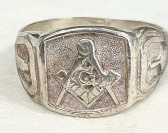 Masonic Signet Rings, Sterling Silver Masonic Ring, Freemason Ring For Men, Freemasonry, Silver Signet Ring