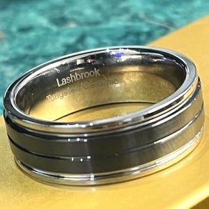 Lashbrook Gents Tungsten & Black Ceramic 8mm Inlay Band
