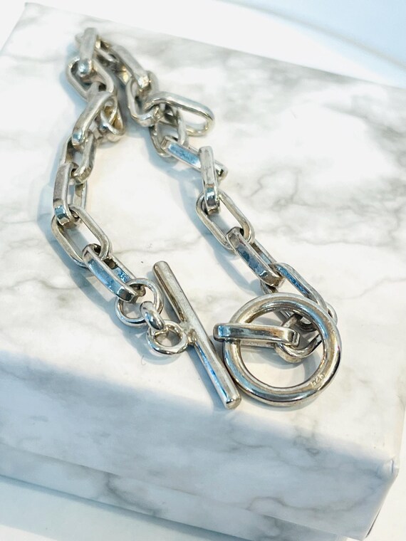 8" Sterling Silver Chunky Paper Clip Link Toggle … - image 9