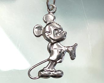 Disney Sterling 925 Silver Mickey Mouse Flat Pendant Charm
