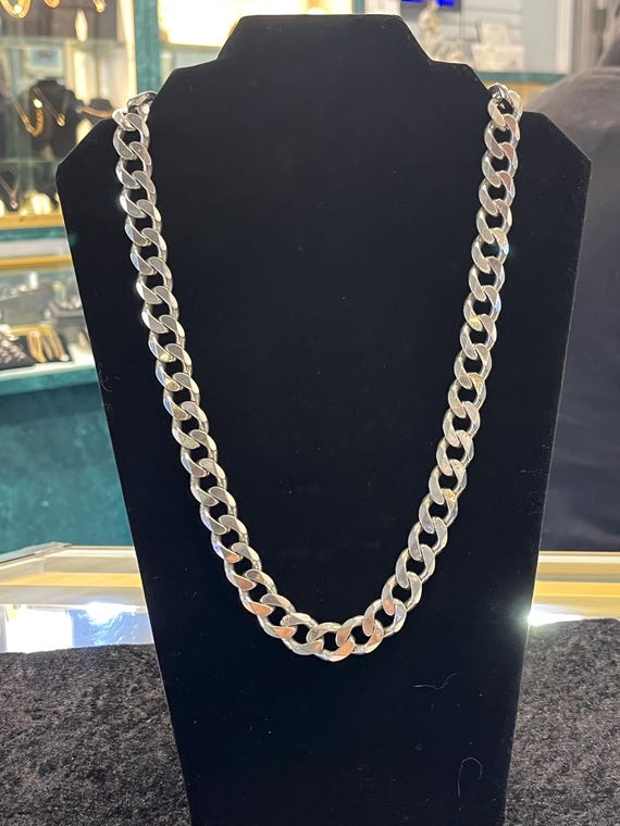 Solid 26' Large 925 Silver Cuban Link Necklace - image 12