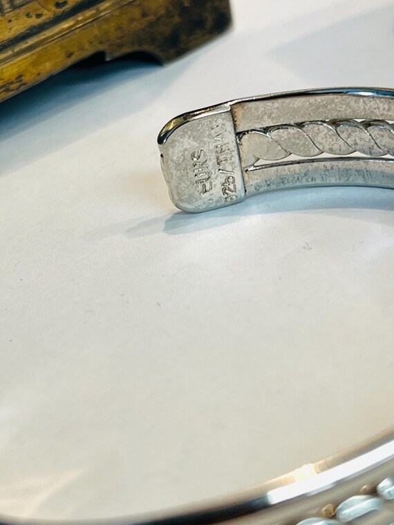 Sterling Silver 925 Vintage Solid Cuff Bracelet w… - image 5