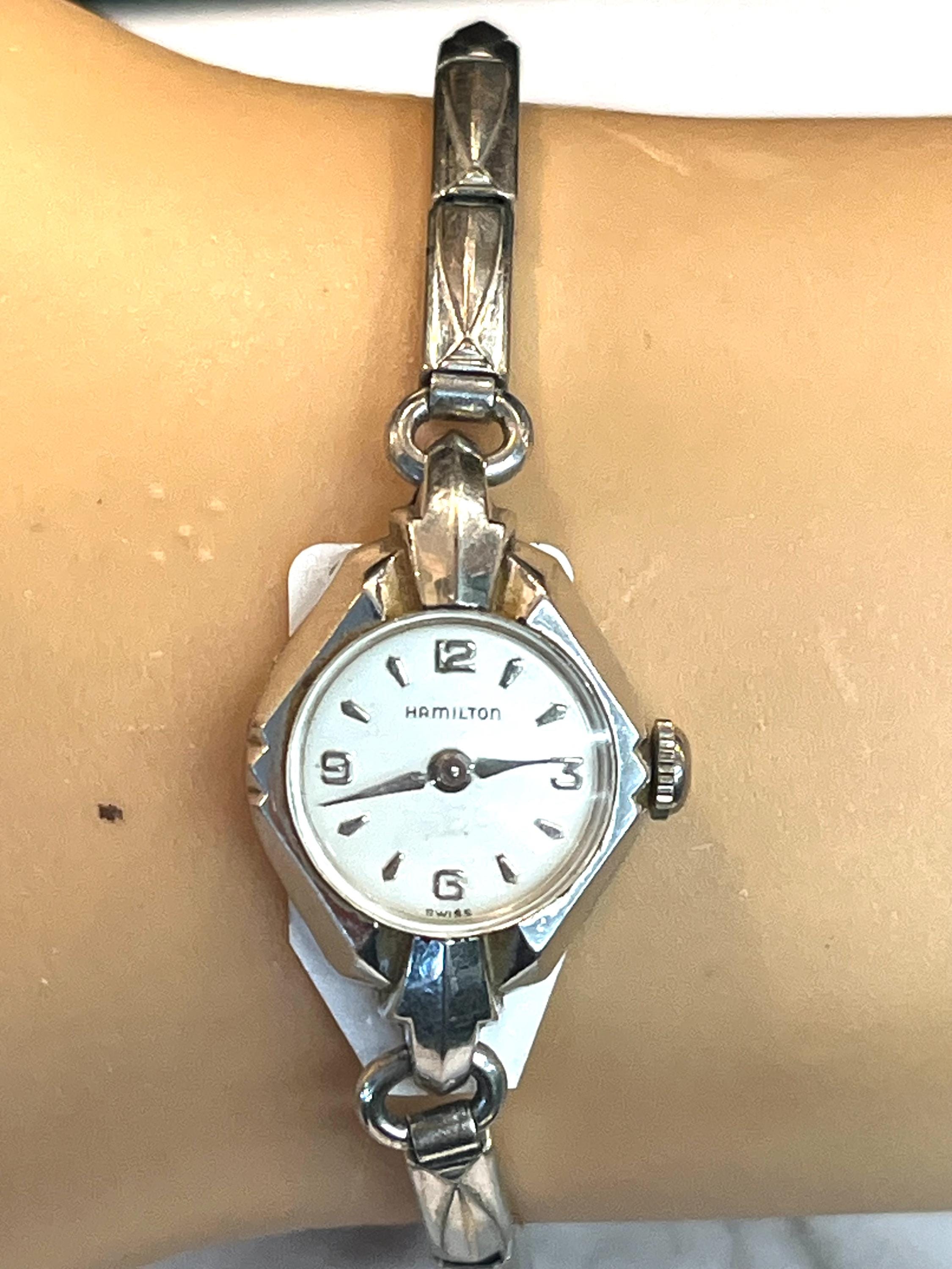 Vintage 10K White RGF Ladies Hamilton Stretch Band Watch - Etsy