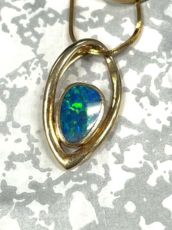 14k Yellow Gold Pendant with Stunning Multicolor … - image 2