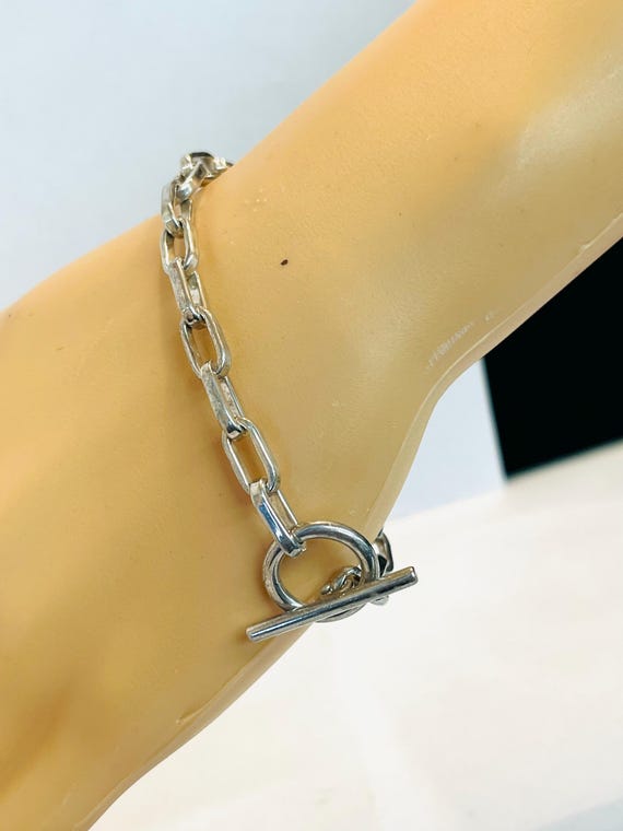 8" Sterling Silver Chunky Paper Clip Link Toggle … - image 7