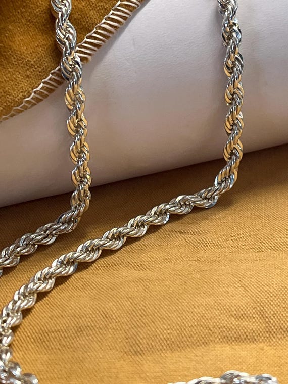 Solid Sterling Silver 24' Rope Chain Necklace - image 8