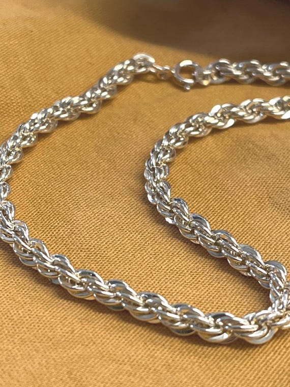 Solid Sterling Silver 24' Rope Chain Necklace - image 6
