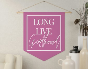 Long Live Girlhood ペナント | ペナント フラッグ | ウォール アート バナー | 女の子の部屋の装飾 | キャンバス アート | プレイルーム | ウォール デコレーション | 女の子の赤ちゃんの部屋の装飾
