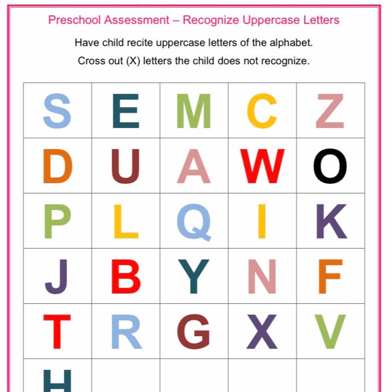 Preschool Assessment Forms, Printable Assessment Activity Worksheets ...