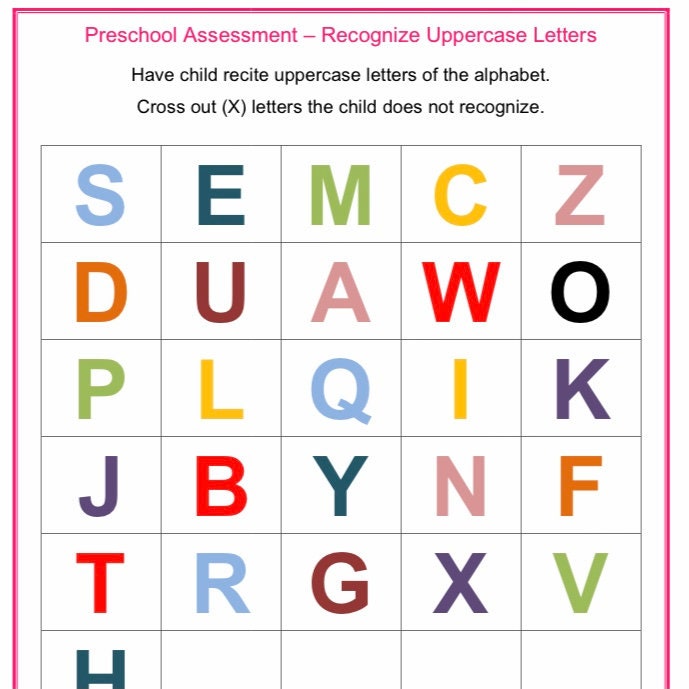 Preschool Assessment Forms, Printable Assessment Activity Worksheets ...
