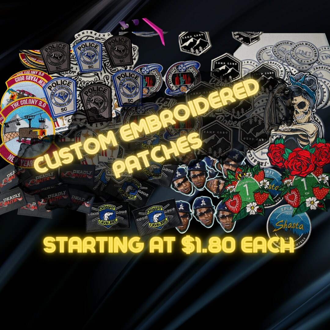 Custom Embroidered Patches, Iron On, Sew On, Hook&loop and Peel and
