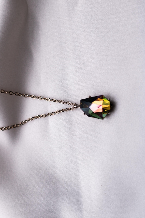 Signed Roma Rainbow Cystal Statement Pendant Vitr… - image 4