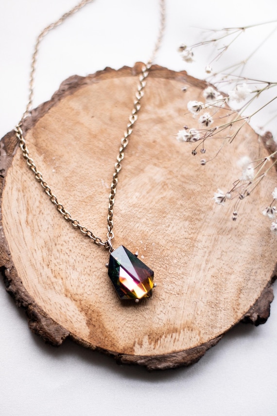 Signed Roma Rainbow Cystal Statement Pendant Vitr… - image 1