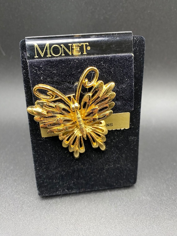 Vintage Monet Gold Butterfly Pin - image 1