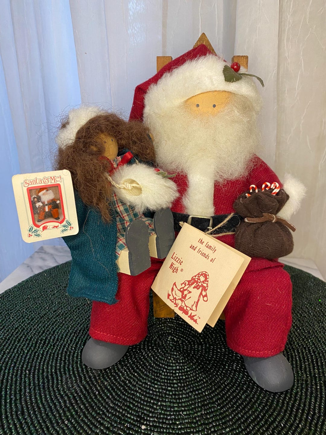 1990s Vintage Lizzie High Handmade Santa and Child Christmas Pictures ...