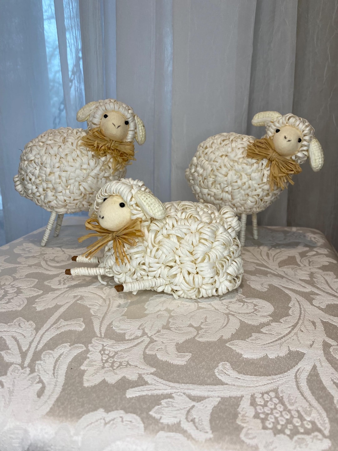 【まーちゃんさま】antique sheep ❀ グリーンの瞳の羊さん set まーちゃんさま】antique sheep ❀ グリーンの瞳の羊さん set まー