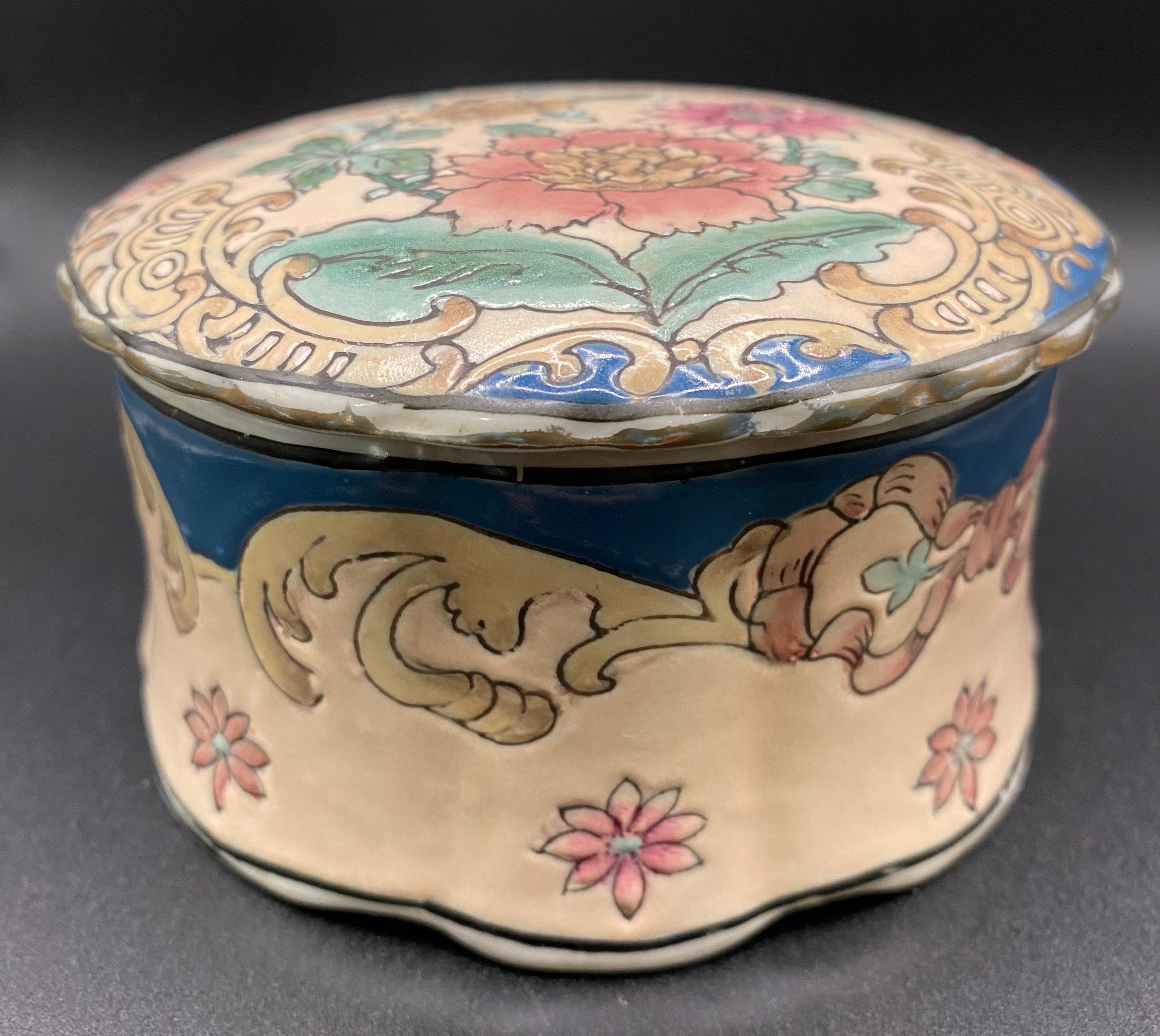 タペストリー tuyo Vintage Trumpet Tapestry TOYO Floral Pottery Trinket Box - Etsy